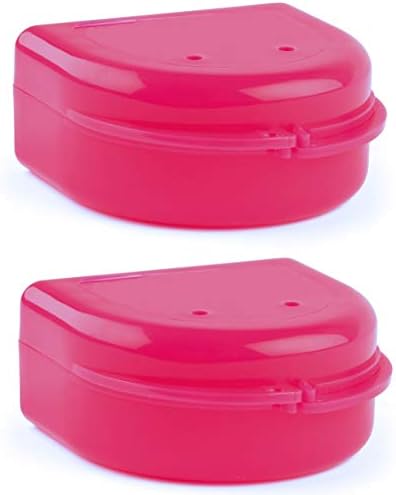 Knightshield Dental Retainer Case (2 Pack). Retainer Case with Vent Holes. Perfect Denture case, Mouth Guard Case, Aligner Case, Mouth Guard Case, Retainer Cases (Glitter Orchid)