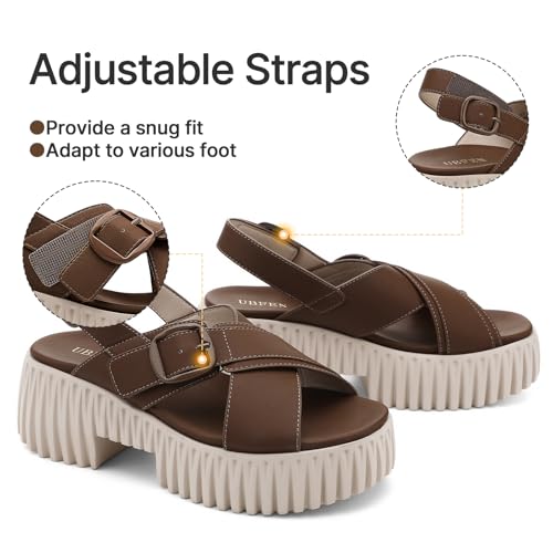 Image of UBFEN Womens Platform Sandals With Arch Support Comfy Walking Wedge Crisscross Band Summer Casual