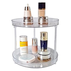Lazy Susan Turntable Organizer, 9.25 inch Clear, 360° Rotating Storage for Makeup, Skincare, Kitchen, Pantry, Fridge, 2-Tier Space Saver (Clear, 9.25inch 2 Tier)