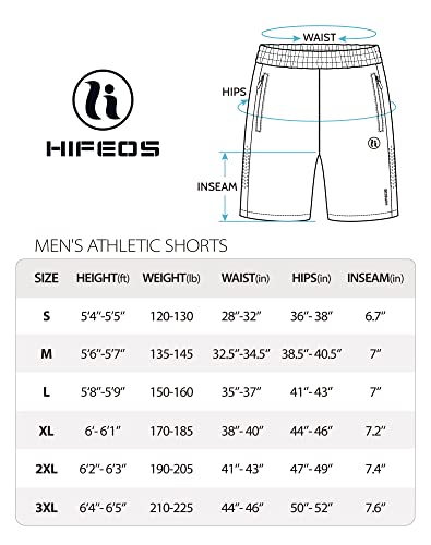 Hifeos Mens Athletic Shorts - Running, Tennis, Gym Workout Shorts For Men 7" - Comfortable, Lightweight, With 3 Zippered Pockets Black #TOP5