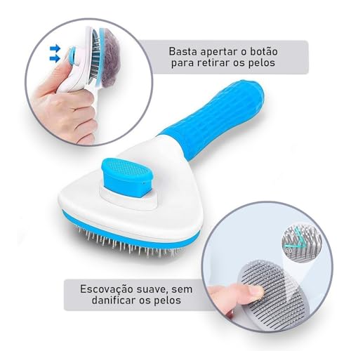 Escova Rasqueadeira Premium Automática: Removedora de Pelos Garante Higiene Máxima para Seu Pet (Cãe