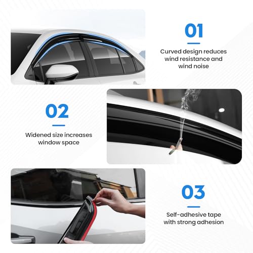 Image of Corolla Rain Guards - Window Visors for Toyota Corolla Sedan 2019-2025 2026, Out-Channel Side Window Rain Guards for Corolla Accessories, 4PCS, Black, Car Accessories