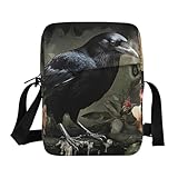 YMGQYJ Gothic Crow Sling Bags Small Crossbody Purse with Adjustable Strap 6.6×2.5×9.4 IN