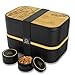 Produktbild Umami Bento Box für Erwachsene/Kinder, New 2021 Edition, 1 Soßentöpfe & 4 Bestecke, Lunch Box für Männer/Frauen, 2 Meal Prep Containers, Mikrowelle, Spülmaschine, Gefrierschrank sicher, BPA frei
