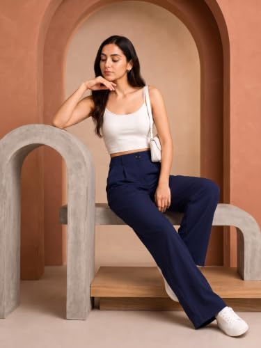 Image of Womens NS Lycra Korean High Waist Straight Pants