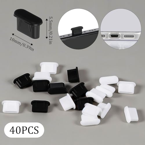 40 Stück USB C Staubschutz Stöpsel Silikon USB C Schutzkappe TypeC Staubschutzstecker Schnittstelle Handy Tablet Zubehör Phone Schutzkappe Ladebuchse Schutz