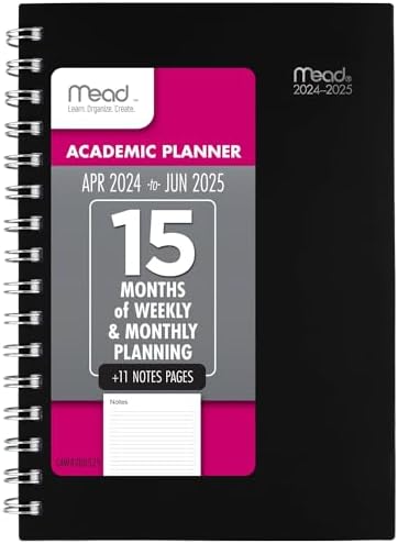 Mead Planner 2024-2025 Academic, Weekly &amp; Monthly, 5-1/2" x 8-1/2 ...