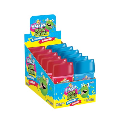Ricky Joy&reg; Sour Crush&trade; Gel Watermelon & Green Apple Flavors 12 Bottles - 1.59 OZ Each - The deodorant candy (Blue Raspberry, Strawberry)
