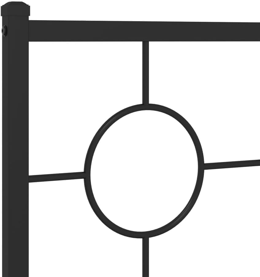 Bed Frame Black Steel Industrial Platform with Headboard 59x79 in King Size Durable Sturdy Foundation for Bedroom Mattress Support and Storage