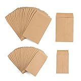 200 Pack Self-Adhesive Small Parts Packets Envelopes Kraft Self Sealing Seed Envelopes Coin Stamps Storage for Home, Garden, Wedding or Office, 2 Size(2.25