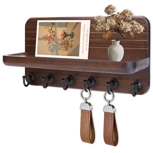 Kldgris Portachiavi da Parete Appendi Chiavi a Muro in Legno Porta Chiavi da Muro per Casa con 6 Ganci Portachiavi Parete per Ingresso, Cucina, Ufficio, Soggiorno (Marrone)