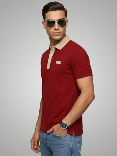 Image of Veirdo Men's Polo T-Shirt Regular Fit, Half Sleeve Contrast Collar Tee, Solid Color Summer Wear, Comfortable Travel, Casual & Office Styling (Sizes S-2XL)
