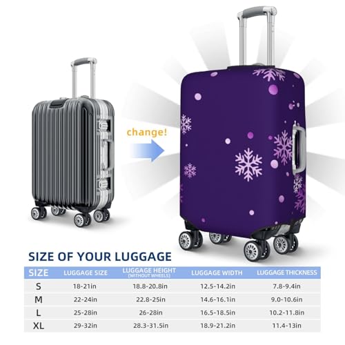 Crystal Purple Snowflake Print Luggage Cover For Suitcase,Washable Elastic Travel Suitcase Protector With Zipper Closure And Bottom Buckle – Fits 18-32" Luggage-Large4