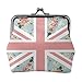 Geldbörse Englische Rosen Union Jack Flagge Geldbörsen Leder Kleingeldbeutel mit Kussverschluss Schnalle Kleingeldbörse
