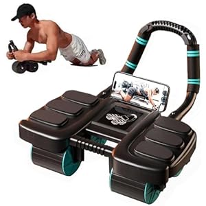 Ab Roller Exercise Wheel New Abdominal Wheel Roller with 6 Elbow Supports, Automatic Rebound Home Gym Equipment for Core Training with Built-in Phone Holder, Fitness Accessories for Men and Women