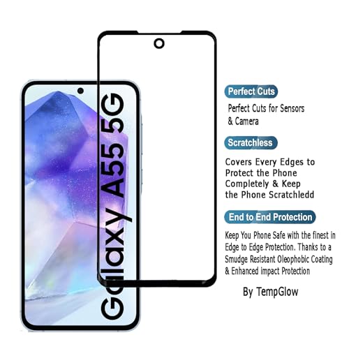 Image of Screen Protector for Samsung Galaxy A55 5G | A35 5G (Black) Tempered Glass Edge-to-Edge 6D Screen Guard With Installation Kit