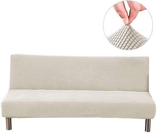 XIAMUSUMMER Moderno Funda Elástica Sofa Sin Brazos, Fundas de Sofá Sin Brazos Plegable, Funda Clic Clac Elastica Suave, Elástico, una Buena Decoración para Cambiar el Estilo de tu Hogar, Beige