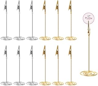 12Pcs Table Photo Holder with Alligator Clasp 4.52 Inch Tall Memo Holder Clip Photo Number Stand Table Number Holder for Wedding Party Office Desk Paper Menu Holder(Gold and Silver)