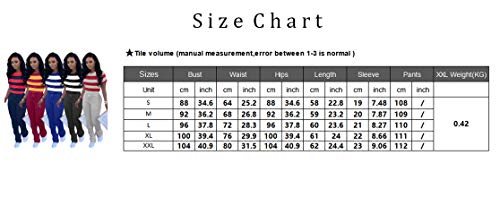 Womens 2 Piece Outfits Striped Colorblock T Shirt And Ruffles Joggers Biker Tracksuits Set (Wine Red, Xl, X_L) #TOP4