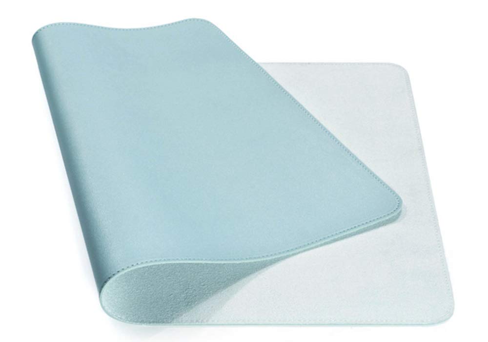 Nonebranded Double-side Portable Desk Pad, Waterproof Desk Blotter Protector, Leather Desk Writing Mat Mouse Pad (Color : Sky Blue, Size : 90 X 40 CM)