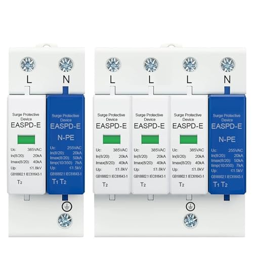 AC SPD 1P+NPE 3P+NPE 50KA T1 T2 385V 275V ハウスサージプロテクター ソーラー低電圧アレスタデバイス 1個(2P、AC 385V)
