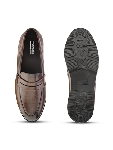 Image of STANPHORD Men Formal Loafer Shoes | PU Leatherette Slip-On Moccasins | Cushioned Anti-Slip | Office Business Casual (TPSL 25010)