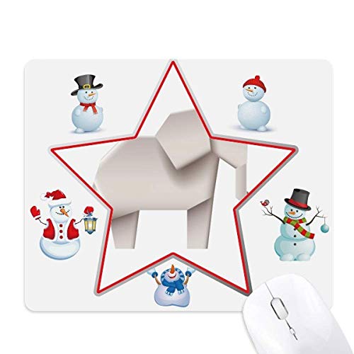 Tapis de souris bonhomme de neige Origami et motif éléphant, idée cadeau de Noël