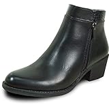 kozi Canada Women Waterproof Ankle Dress Bootie VENUS-2 Fall Boot with Double Zipper Black Women Size 7.5