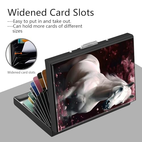 Credit Card Holder, Horse Design Mini RFID Blocking Aluminum Wallet Slim Metal Hard Case Shell Travel Wallet ID Case Small Credit Cards Case Business Cards for Women Men Girls4