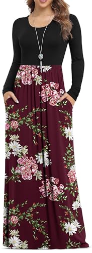 Image of VIISHOW Women's Long Sleeve Loose Plain Maxi Dresses Casual Long Dresses with Pockets