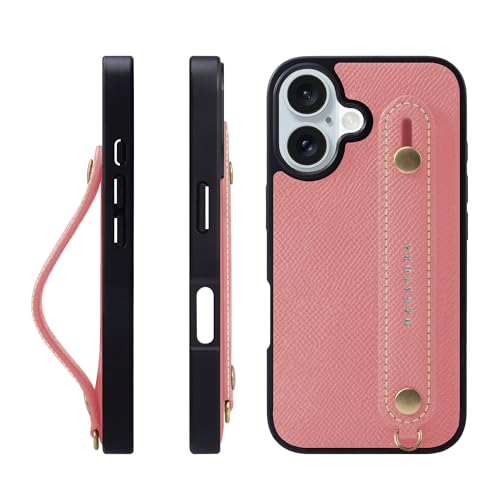 HANATORA for iPhone 16 �P�[�X �{�v �ϏՌ� �w�ʃx���g �X�}�z�P�[�X �X�}�z �X�^���h�@�\ �l�b�N �X�g���b�v �t�� �G���{�X���U�[ �M�t�g �}�O�l�b�g�Ȃ� �s���N NGH-16-Pink