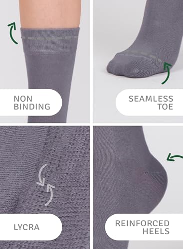 Image of Women's Bamboo Dress Socks, Crew for Business Trouser Casual, Soft, Thin & Seamless, Size 6-9 /9-12 (3, 4 or 5 Pairs)