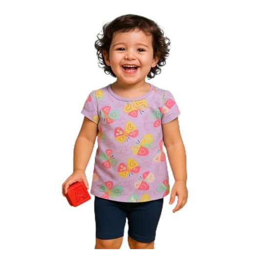 Kyly Conjunto Infantil Menina Verão, Blusa Floral Manga Curta e Short, (ROSE - 26653, 2)
