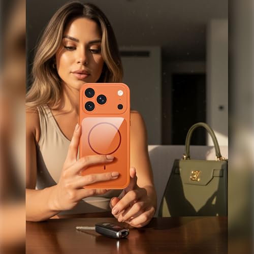 Image of A rtistque Back Cover Case for iPhone 17 Pro | Mag-Safe| Acrylic | Shockproof TPU Protective Design | iPhone 17 Pro Back Cover - Orange Bumper