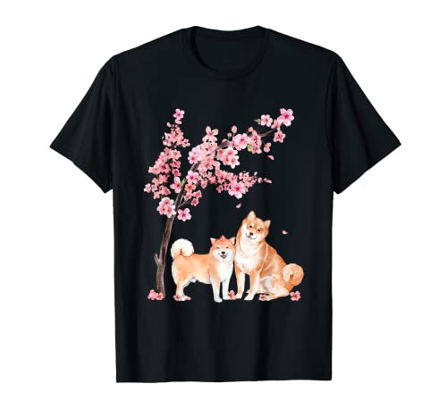 Árbol japonés Shiba Inu de flor de cerezo Sakura Vintage Camiseta