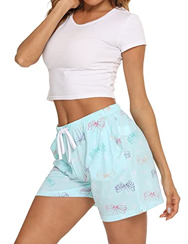 Enjoynight Women Pajama Shorts Cotton Lounge Bottoms Sleep Shorts With Drawstring & Pockes(2X-Large,Butterfly) #TOP3
