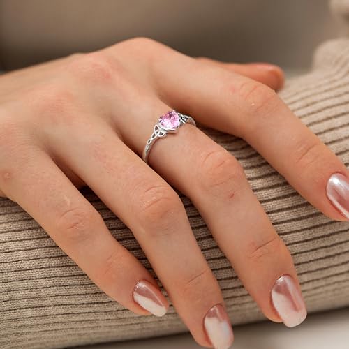 JeweBella 925 Sterling Silver Rings for Women Adjustable Heart Birthstone Celtic Knot Ring Engagement Ring Wedding Promise Ring Thumb Rings for Women Girls Anniversary Jewellery Gifts with Gift Box - Image 3