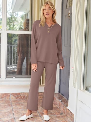 Image of LILLUSORY Women's 2 Piece Lounge Sets Oversized Slouchy Matching Cozy Knit Sets