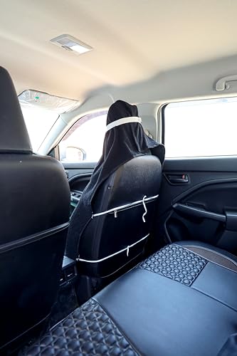 Image of ROMAN HOME 100% Superfine Cotton Solid Large Luxury All Car Seat and Office Chair Towel with Tie Knot & elistick 450 GSM (Pack of 1) (1, car Black)