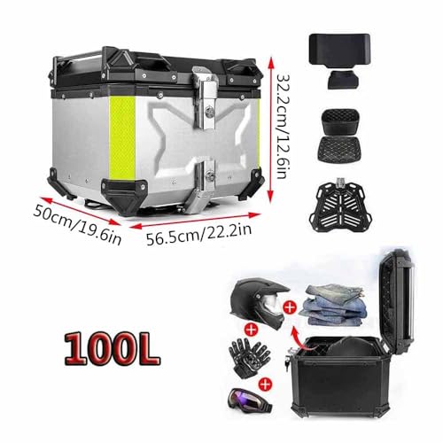 Top case de moto en aluminium boîte de rangement coffre 100L