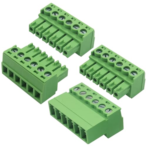 Image of Hordion 5 Set 6 Pin 3.81mm Pitch Screw Terminal Block Connector, Pluggable Quick No Soldering Phoenix Type Connector for 28-16AWG