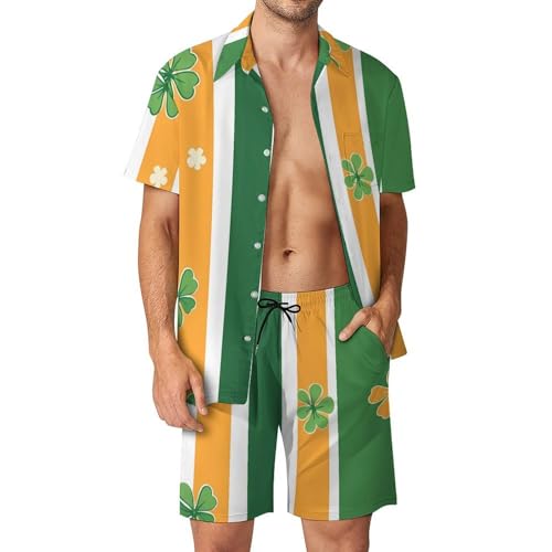 Camisa con botones y pantalones cortos de tréboles para evitar el calor con un estilo original