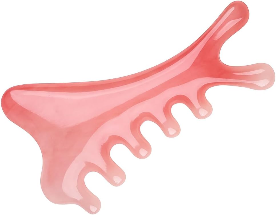 Pink Gua Sha & Massage Comb Set – Massage Tool for Neck, Eye, and Head Massage – Stress Relief, Lifting, and Relaxation – Perfect Self Care Gift for Women & Men