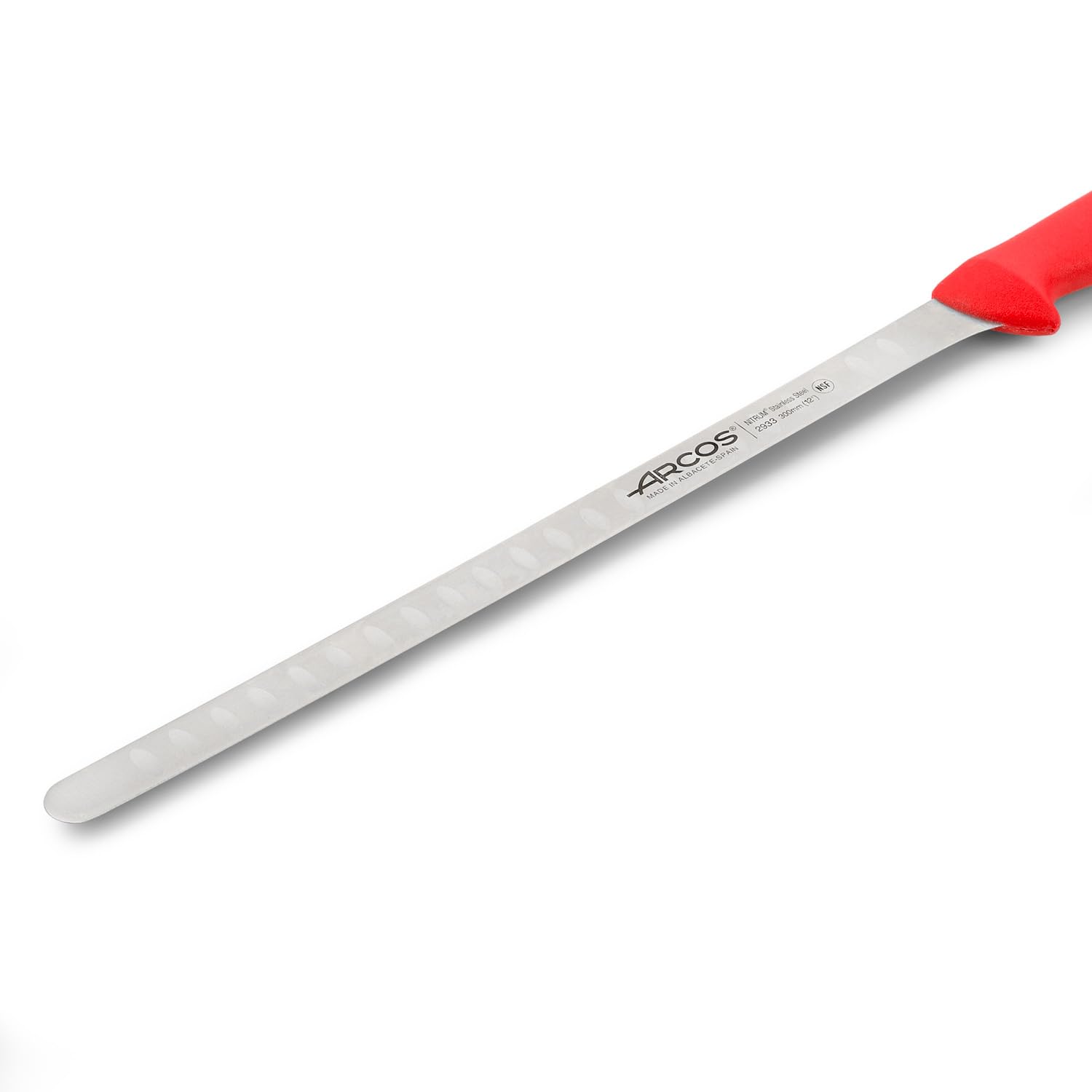 Arcos Coltello per Salmone e Pesce in Acciaio Inossidabile con Lama da 300 mm – Manico Ergonomico in Polipropilene, Serie 2900 – Colore Rosso