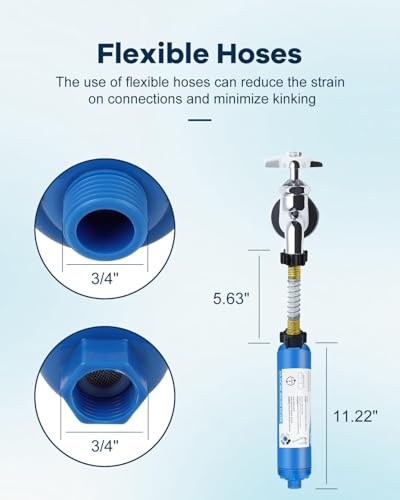 Image of RV Inline Water Filter with 2 Flexible Hose Protector, Reduces Chlorine, Bad Taste, Corrosion, Rust, Sediments and Turbidity, Ideal for RVs, Garden, Gardening, Car Washing, Planting, 4 Pack