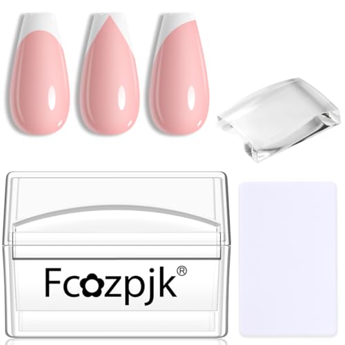 Fcozpjk French Tip Tool, 3PCS Clear Silicone Nail Art Stamper Scraper Kit