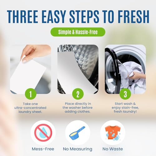 Image of Eco-Friendly 80 Loads Ultra Concentrated Laundry Detergent Sheets | Travel Friendly Stain-Fighting Enzymes & Plant Powered, Washer Sheets, Space Saving, for Hot /Cold Cycles - Pack of 2