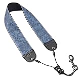 Czzmy Saxophon-Umhängeband – bequemer Saxophongurt mit atmungsaktivem, abnehmbarem und waschbarem Nackenband-Kissen(1-Blau geschnitzt)