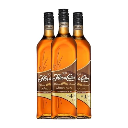 Ron Flor de Caña 4 Años 1 L (Caja de 3 Botellas de 1 L)