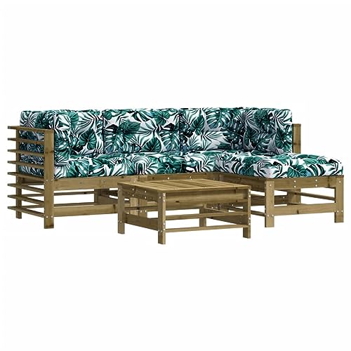 PUGYNBK Gartenmöbel-Set, 5-teilig, Kiefernholz, imprägniert, mit Kissen